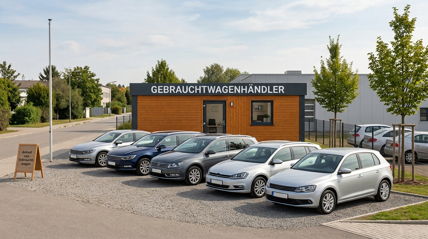 KI-generierte Illustration eines Gebrauchtwagenhändlers